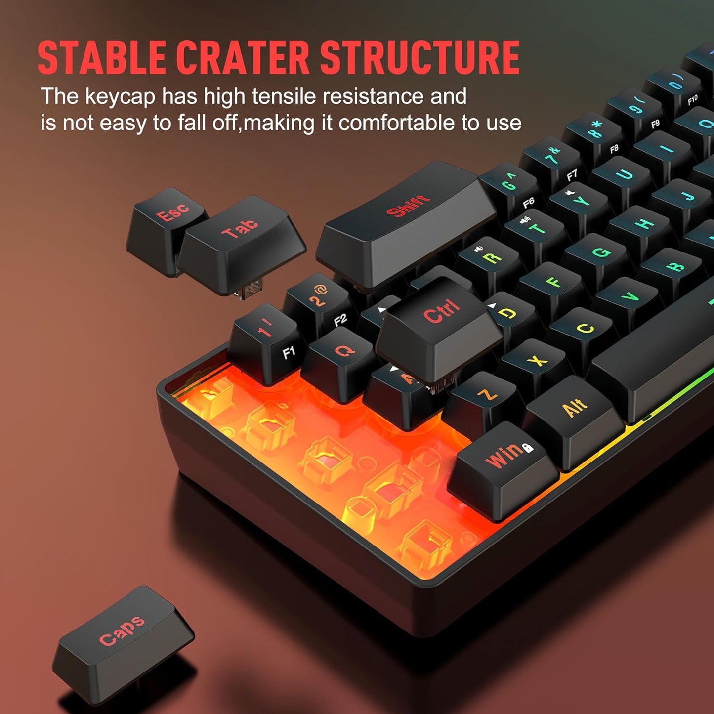 60% Wireless Gaming Keyboard and Mouse Combo, Include 2.4G Small Mini 60% Merchanical Feel Keyboard, Ergonomic Design Vertical Feel Wireless Mouse