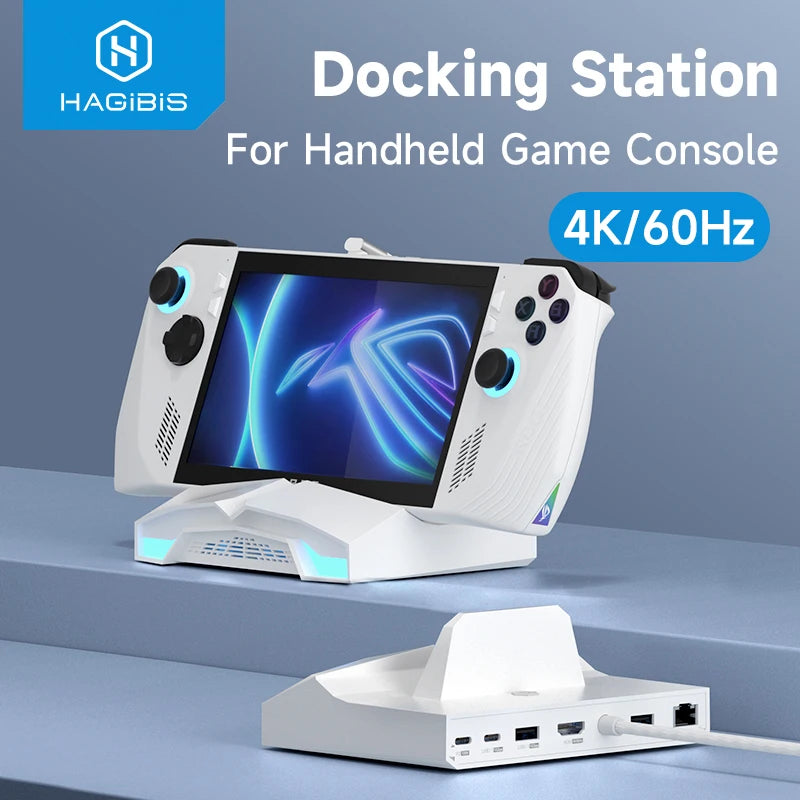 ROG Ally/Steam Deck/Switch/Oled Dock 6 in 1 Universal Docking Station with 4K HDMI 2.5G RJ45 100W PD RGB Light USB C Hub